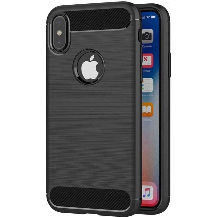 Coque iPhone X et iphone XS , Coque Silicone Anti-Choc Anti-Rayure Gel Case - Noir