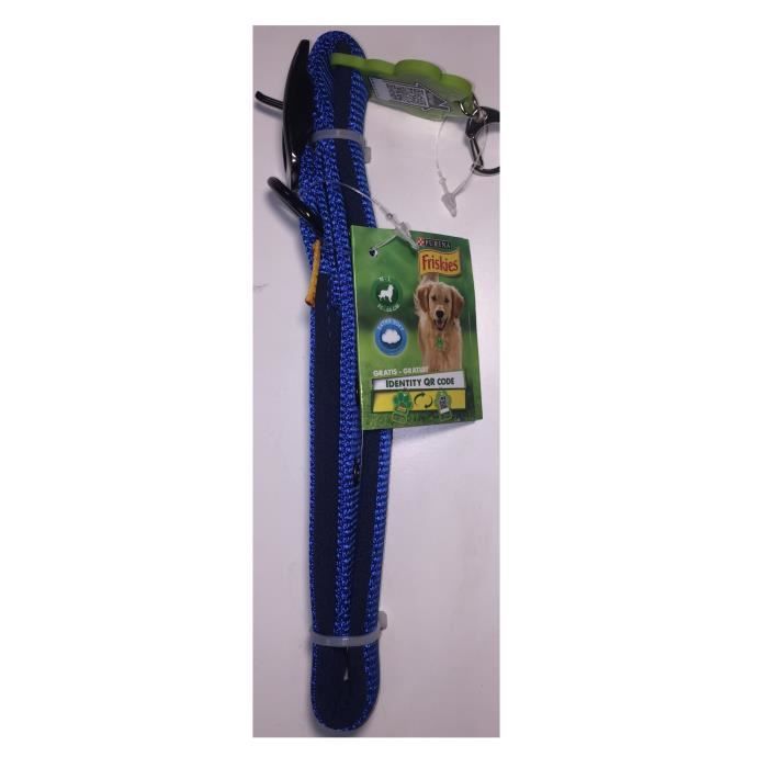 Collier chien Bleu Extra-Soft - Taille M-L 35-55cm - QR code - Friskies Purina