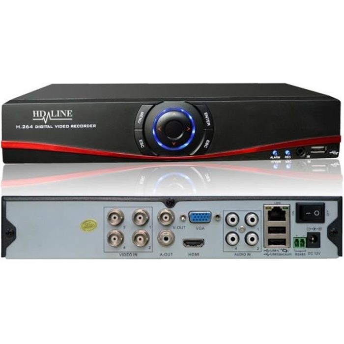 Enregistreur DVR 4 sorties Hybride AHD et IP - H.264 Vidéosurveillance caméras AHD 960P et IP 1080P