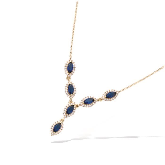 Collier Plaqué-Or 'Sissi' saphir doré [Q4031]