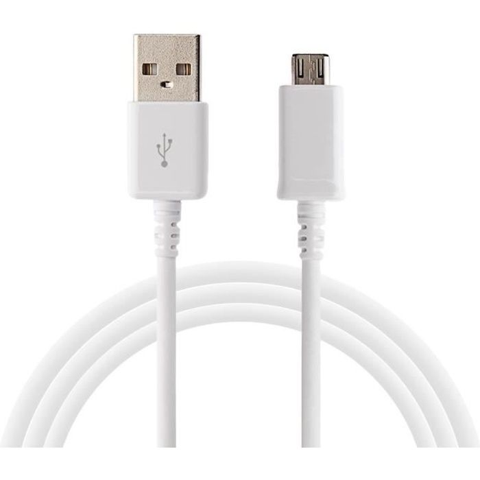 [Compatible Huawei Y5-Y6-Y7-2017-2018] Cable USB Chargeur Blanc Port Micro USB 1 Metre [Phonillico®]