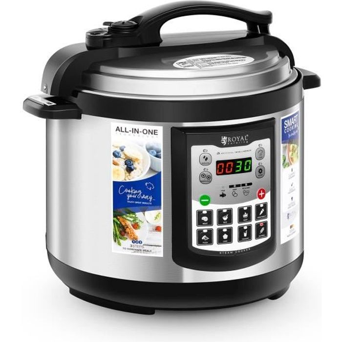 Royal Catering Robot multicuiseur Robot cuiseur Appareil Cuisson Multifonction 5L 900W 11 Prog Inox 50 kPa RC-HPC5L