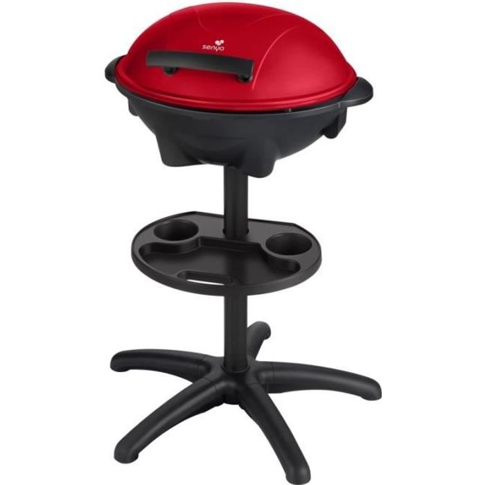 SENYA Barbecue électrique sur pied et table rouge 2400W - Intérieur et extérieur - Compatible au lave-vaisselle - Barbecue Party