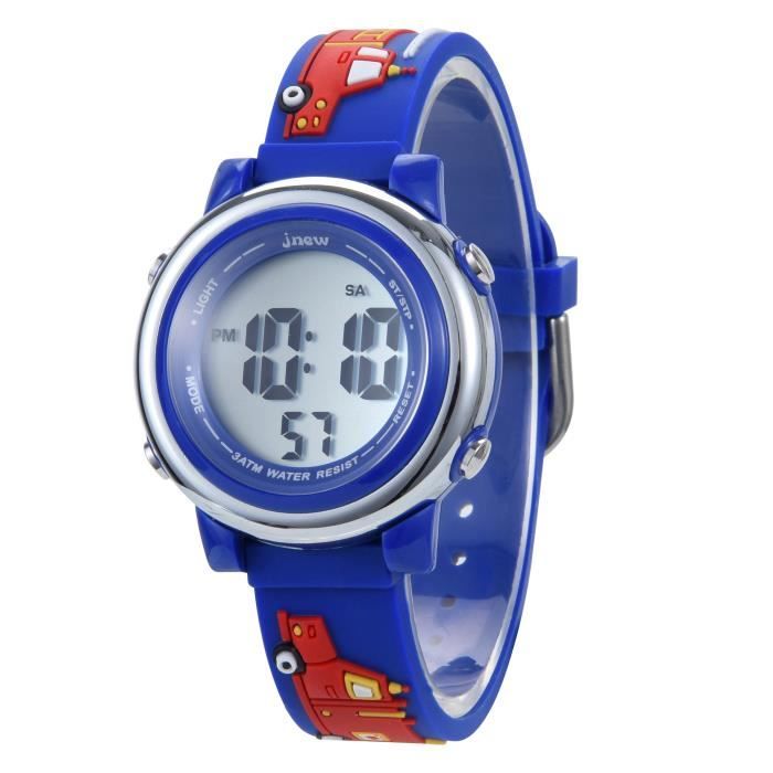 SHARPHY montre enfant garçon numerique led alarme horloge horaire coloré lumineux quartz étudiant charmant bleu