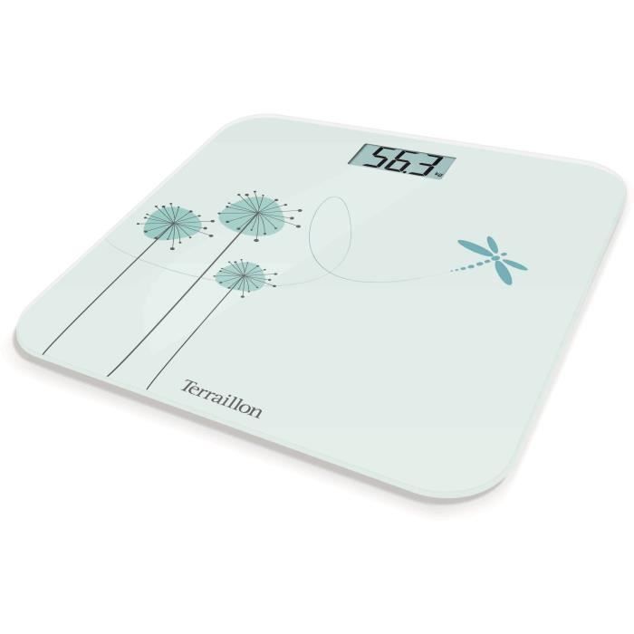 TERRAILLON 13331 Eden Bleu Pèse-personne électronique - Plateau en verre 30 x 30 cm - Blanc