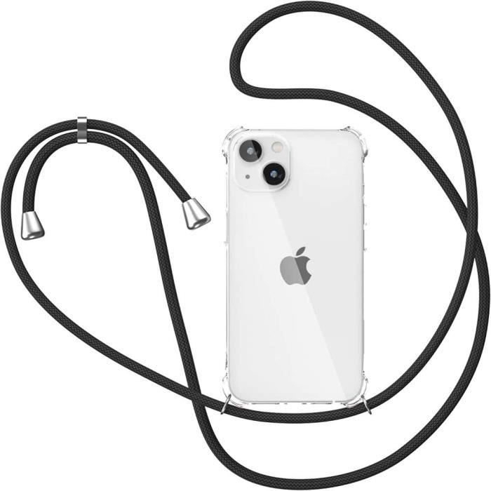 Coque avec collier tour de cou noir pour iPhone 14 Plus [Toproduits®]