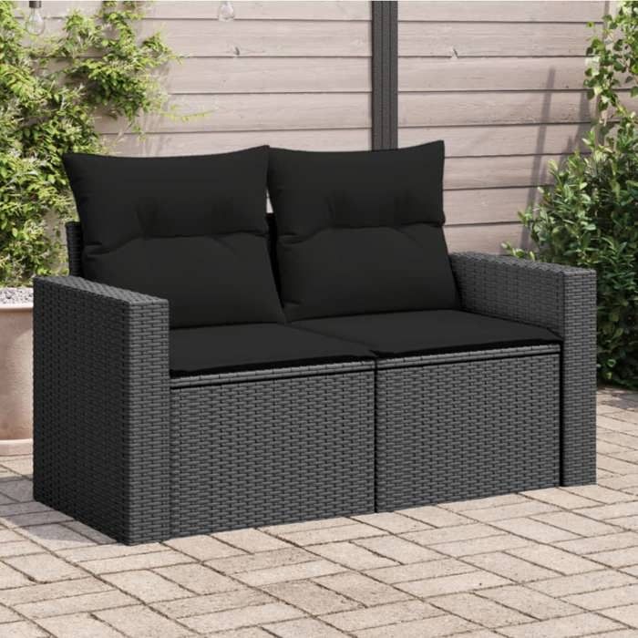 vidaXL Canapé de jardin 2 places avec coussins