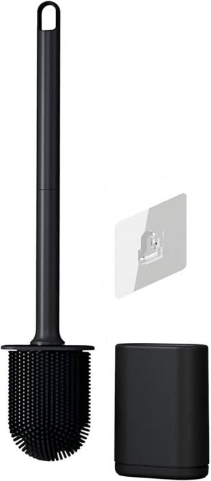 2 Brosse Toilettes Wc, Brosse Wc Silicone Noir, Aucun Perçage Brosse