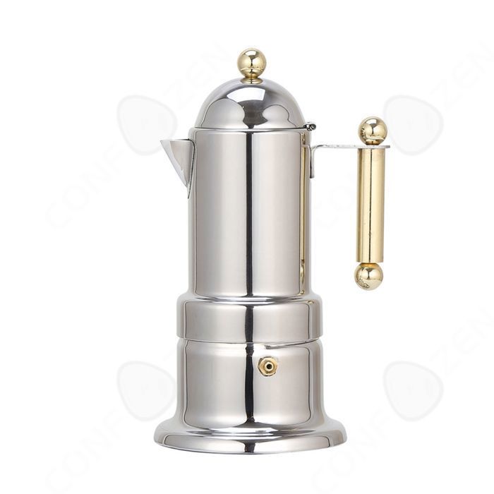 Cafetière Moka 4 Tasses En Inox - Poignée Anti-brûlure, Portable, Pour Cuisinière à Gaz/électrique - 4