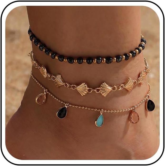 Lot De Bracelets De Cheville Festonnés Bohèmes Avec Perles - Main Image