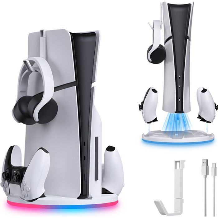 Support de Ventilateur de Refroidissement pour PS5 Slim DiscDigital Edition avec Station de Charge pour Contrleuravec DOCK - vue 2