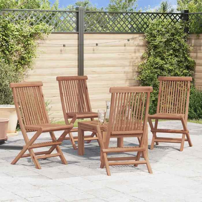 Bonne qualité - Chaises pliables de jardin - lot de 4 - Bois de teck solide 47x60x89 cm - pour Cour Balcon DECO M2550283
