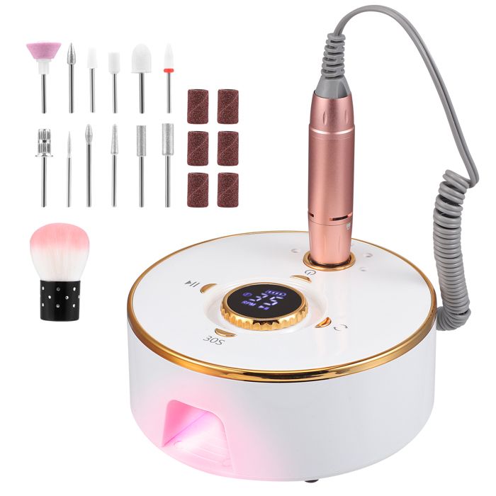 Ponceuse à ongles électrique professionnelle 13 en 1 avec batterie de 4000 mAh et affichage LED - Lime à ongles - 35 000 tr/min