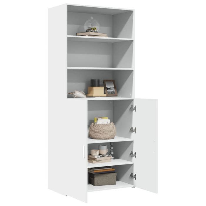 RemiseArmoire haute/Buffet haut - Décor salon/cuisine - blanc 80 x 42 5 x 185 cm bois dingénierie *aspect pratique3365275