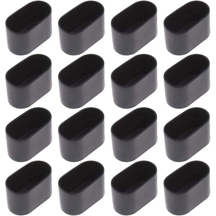 Meilleurs prix pour 16x Capuchons protection pieds de chaise ovale plastique noir 20x40 mm Label