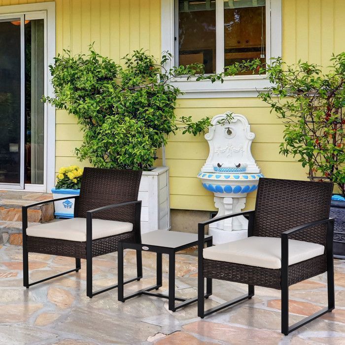 Salon De Jardin Relaxdays Pour 2 Personnes - Table Et Chaises Fonte D'Aluminium Design Romantique Noir/Bronze