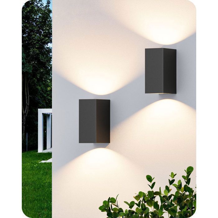 Applique Murale - EDISHINE - Up-Down IP44 - Lot de 2 - Boîtier aluminium anti-rouille - Douille GU10