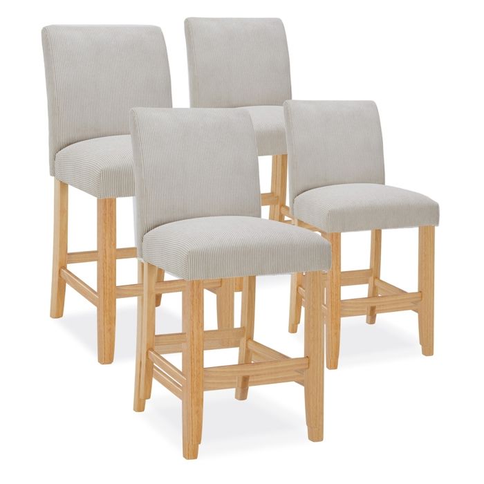 Lot de 4 chaises de bar en bois Rosie velours côtelé Beige - H65cm Lot de 4 chaises de bar en bois Rosie velours côtelé Beige - H65cm