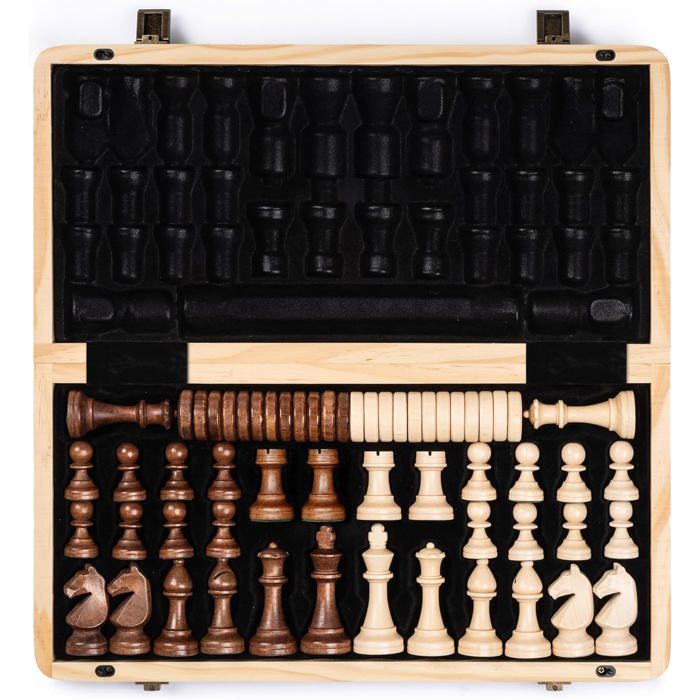 Jeu déchecs A&A magnétique pliable en bois 381 cm avec pièces Staunton