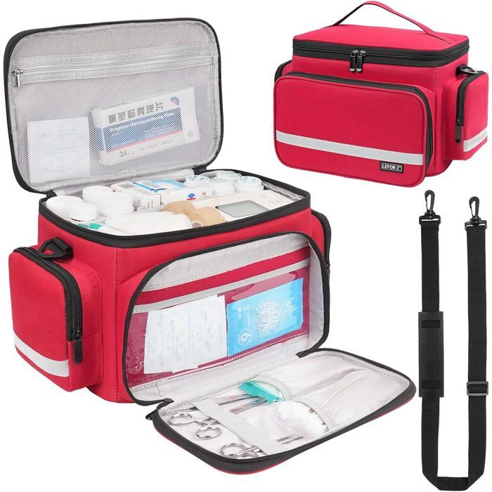 Sac De Rangement Vide Premiers Secours 45x30x19cm Avec Séparateur Amovible - Trousse Oxford 600D