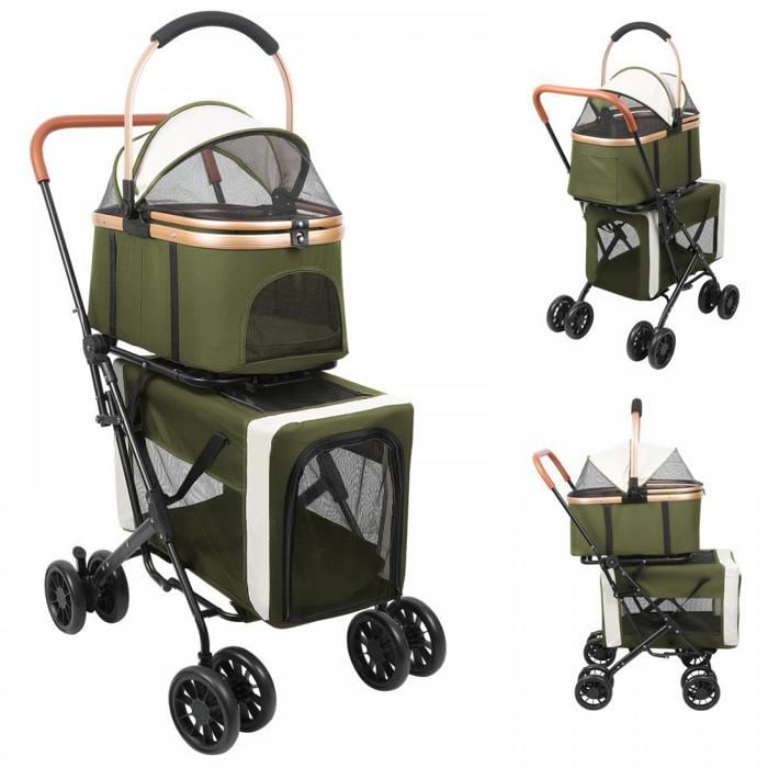 Meilleurs prix pour MIPAN.Poussette Pour Chat XXL Double - 97x 58x 46 cm - Poussette Pour Chien De 15 Kg - Poussette Pour Petit Animaux - Vert