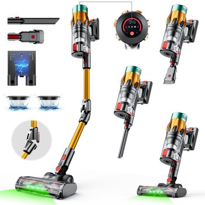 Aspirateur Balai sans Fil Vulcanterre - V22 / 650 W - Autonomie 60  Min - 65 KPa  -  Tube Pliable -  Batterie Amovible - Vulcanterre