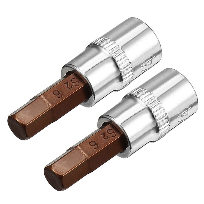 Juego De 2 Dados Hexagonales 1/4" H6 (6mm) – Barrena De Acero S2 Y Zócalo CR-V De 38mm