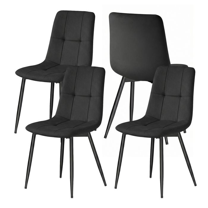 Lot de 4 Chaise de salle à manger Chaises Rembourrées en Velours Pieds Réglables pour Cuisine Salon Salle à Manger Noir Lot de 4 Chaise de salle à manger Chaises Rembourrées en Velours Pieds Réglables pour Cuisine Salon Salle à Manger Noir