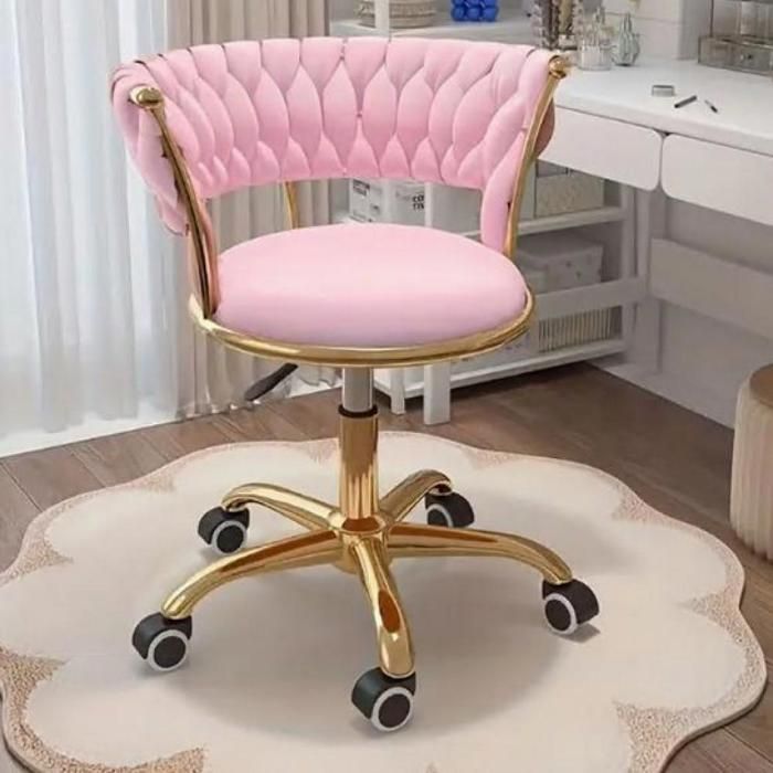 Chaise de coiffeuse en velours-Hauteur réglable-XJING-Confortable-Style nordique-Dossier tressé-Convient pour chambre/dressing