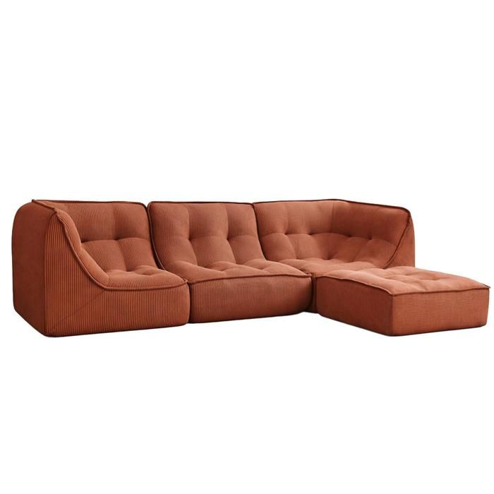 Canapé modulable avec pouf velours 260x165x70 cm 3 places terracotta Lizy Oviala