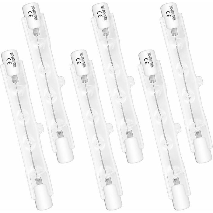 Ampoule halogène R7S -HAWUJ- 78mm 100W 2700K lot 6 - Dimmable 1500lm lampe tube