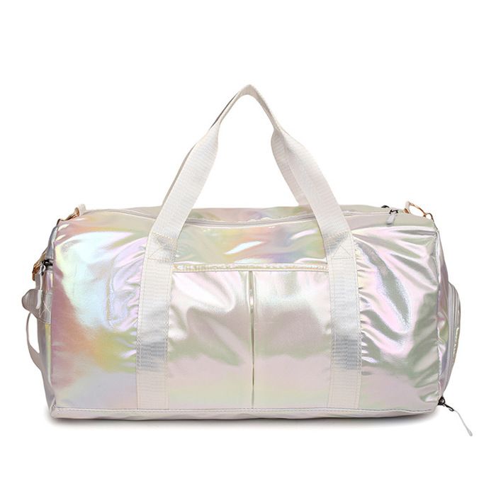Sac de sport pour femme avec séparation humide/sèche sac de voyage à poche à chaussures 47x24x25cm Blanc