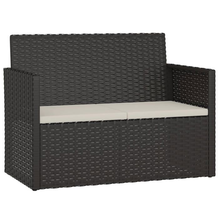 Style minimaliste - Banquette de jardin - Banc de jardin - avec coussins Noir 105 cm Résine tressée dfa1949632