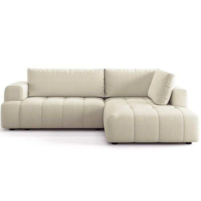 Canapé dangle droit convertible 4 places en tissu chenille beige - ouverture rapide - Brera