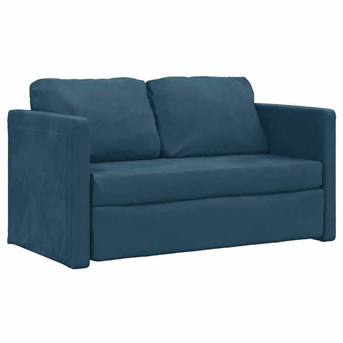 Canapé-lit - SOFA 2 en 1 - bleu 122x204x55 cm - velours - (par siège) : 110 kg C2702