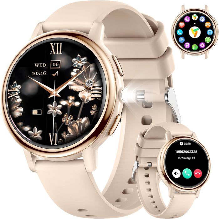 2026 Montre Connectée Femme Smartwatch Femme Avec Appel Bluetooth 1 26 Hd Écran 400Mah Batterie Lampe Torche/120+Modes[MB725]