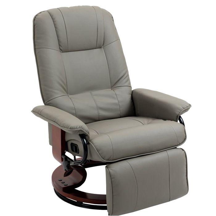 ELVORIN Fauteuil relax TV électrique inclinable 145 degrés fonction allongée simili cuir gris 78 x 87 x 100 cm