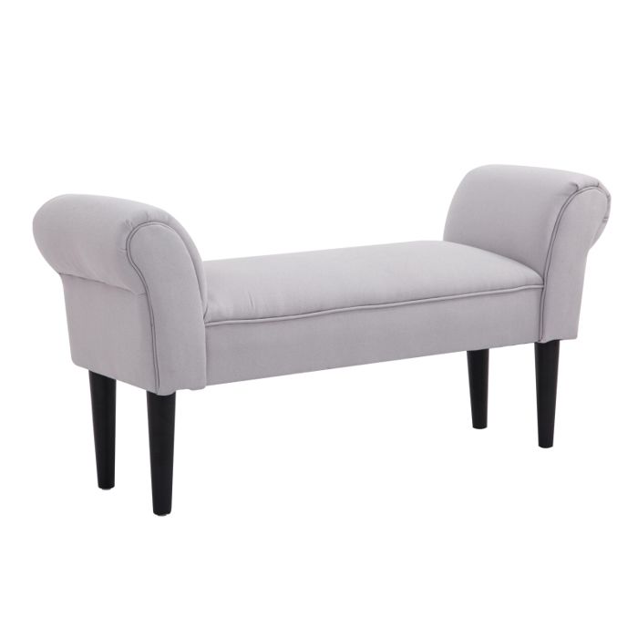 Banc Rembourré avec Accoudoirs et Structure en Bois - Banquette de Lit Entrée 102 x 36 x 51 cm Gris