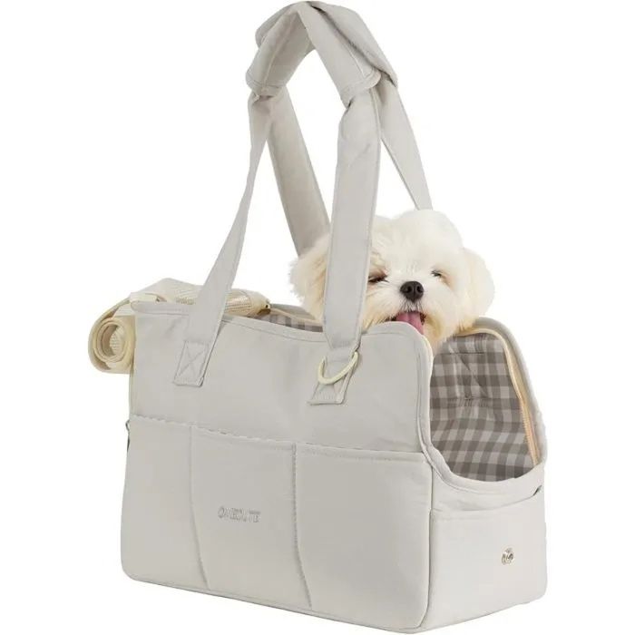 Sac de Transport pour Chat Chien Chiot Respirant et Pliable Sac de Voyage Sac à Bandoulière Sac à Main Chien(Petit Gris)