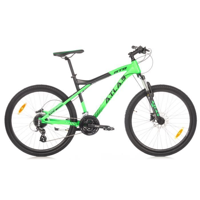 Vélo VTT 26'' Mixte  ATLAS  Cadre Rigide Alu - Fourche Télescopique - 24  Vit Shimano ALTUS - Double Freins à disques- - Cdiscount Sport