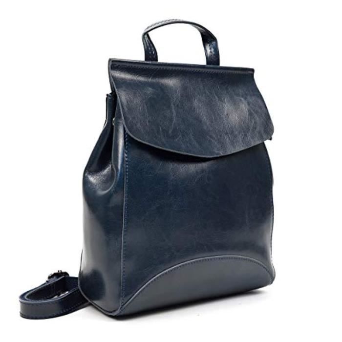 Sac à Dos En Cuir Véritable Pour Femme - Marron - Taille Moyenne - Fait Main