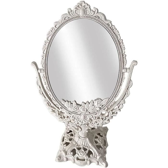 Double-Sided Freestanding Tabletop Makeup Mirror Vintage Mirror Shabby Chic Bathroom Mirror-Oval