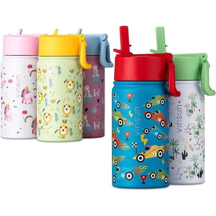 Gourde Enfant Sigdio 600 Ml Avec Paille - Anti-fuite, Facile à Ouvrir, Sans BPA - Idéale Pour L'école Et Le Sport (vert)