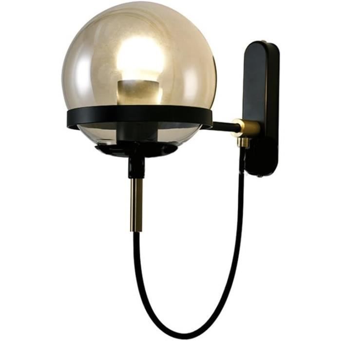 Applique Murale Vintage MZStech 15cm Globe Verre - Style Industriel Gris