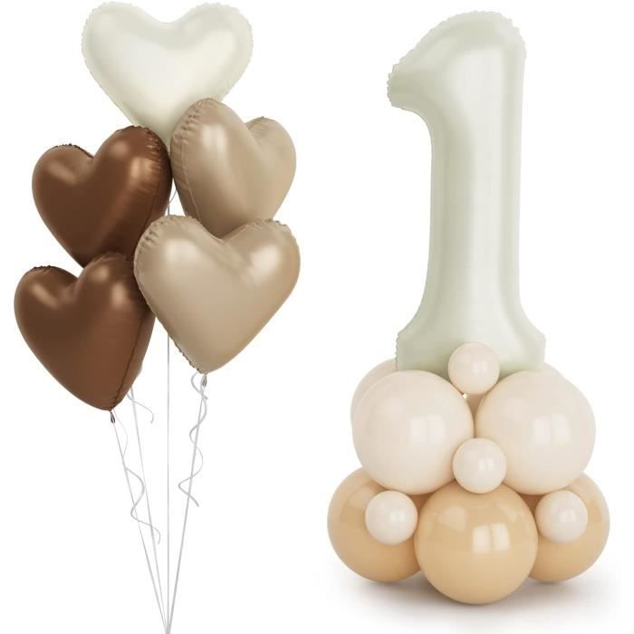 40 Pouces Crème Ballon Chiffre 1, Ballon Numéro 1, 1 Ans Age Beige Hélium  Ballon Anniversaire,Ballon Sable Blanc Pour Garçon[J3343] - Cdiscount Maison
