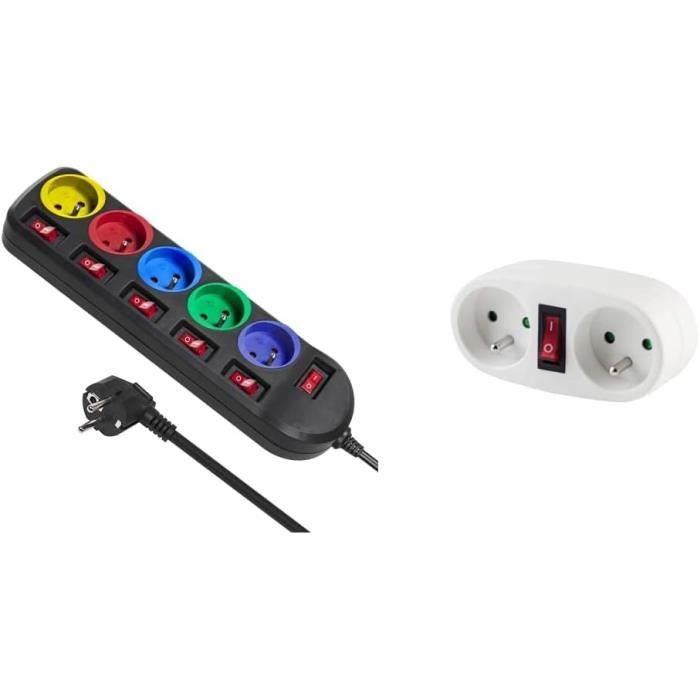 Bloc Multiprise Avec Interrupteur Gris/noir - 4 Prises + 3 USB - 2 M