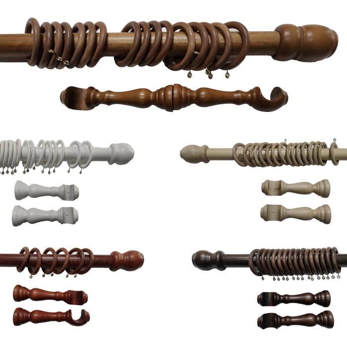 Tringle à Rideau En Bois De Haute Qualité, Diamètre 35 Mm Corde Couleur Bronze Antique Extremite Pagode Longueur 300 Cm 87403068