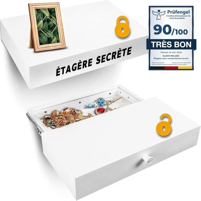 Étagère secrète - Elder Welder - S - Coffre-fort discret à serrure invisible - 30x60 cm - Blanche