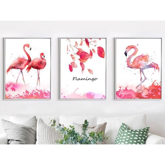 Scandinave 3 Pcs Moderne Frais Flamant Rose Sans Cadre ...