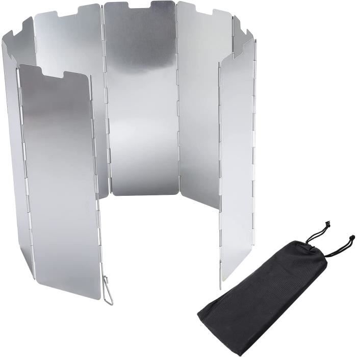 QWORK® Pare-Vent Pliable De 16 Plaques, Pare-Vent En Aluminium Pour Rechaud De Camping, Rechaud Gaz, Cuisinière Extérieur